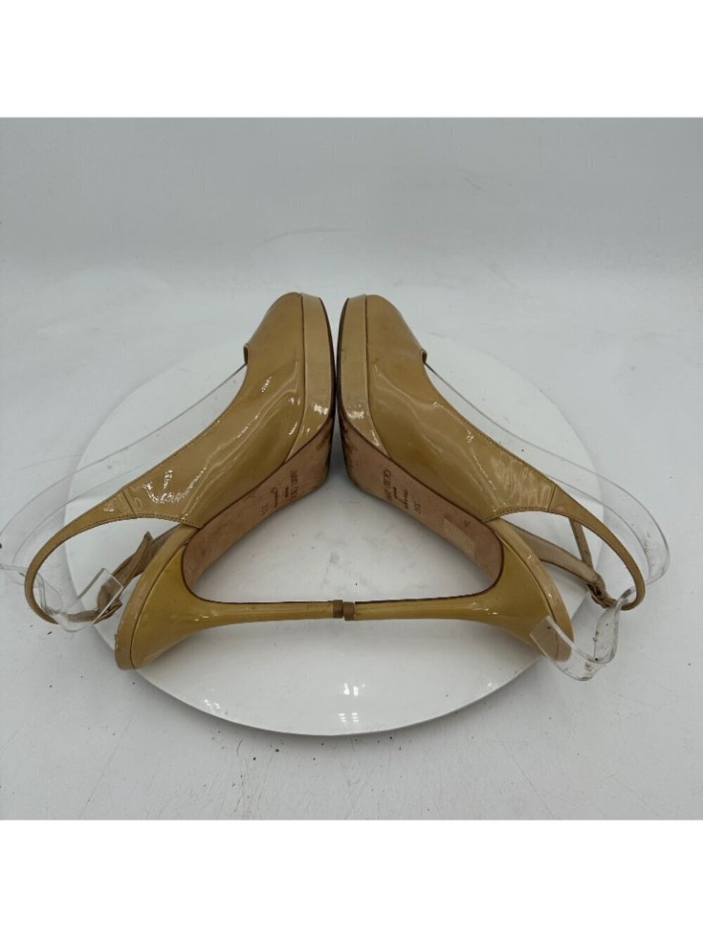 Jimmy Choo Women Size EU 39.5 US 9.5 Brown Leather Peep Toe Pump Heel Shoes - Picture 6 of 10